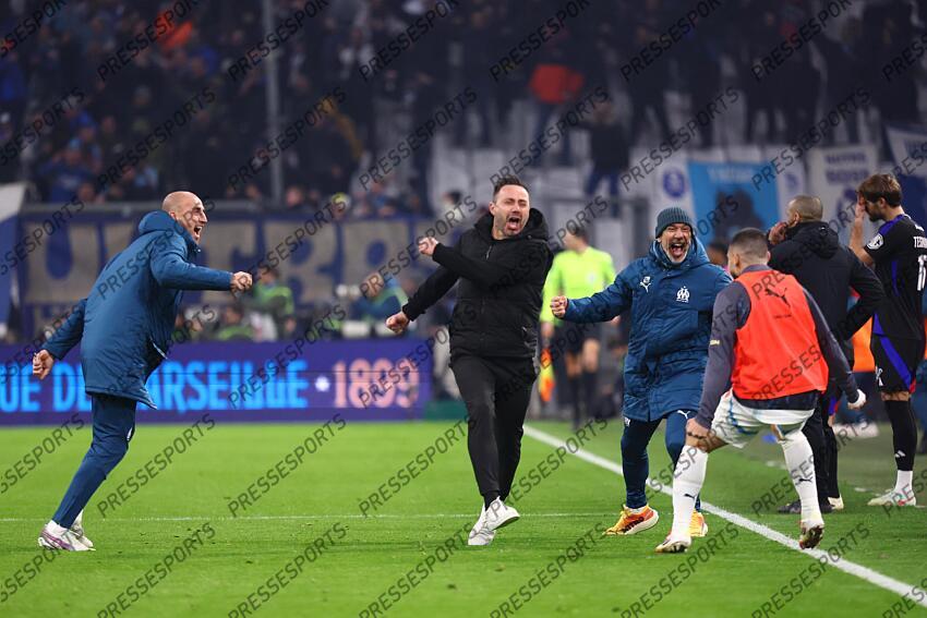 quinto (marcello) de zerbi (roberto) MARSEILLE-LYON (3-2) quinto: entraineur adjoint à gauche 