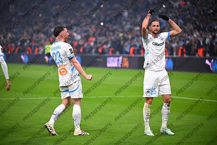hojbjerg (pierre emile) rabiot (adrien) MARSEILLE-LYON (3-2) joie du but 2-1 de rabiot 