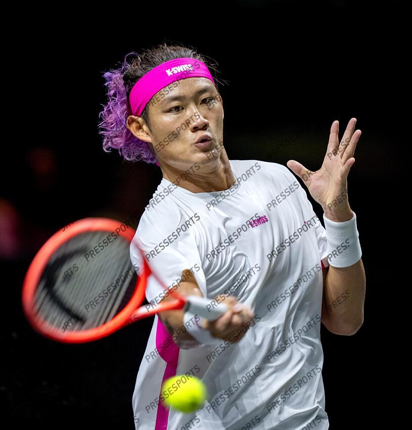 ROTTERDAM - Zhizhen Zhang (CHN) in action against Andrey Rublev (RUS) on the second day of the ABN AMRO Open tennis tournament in Ahoy. ANP SANDER KING TOURNOI DE ROTTERDAM 