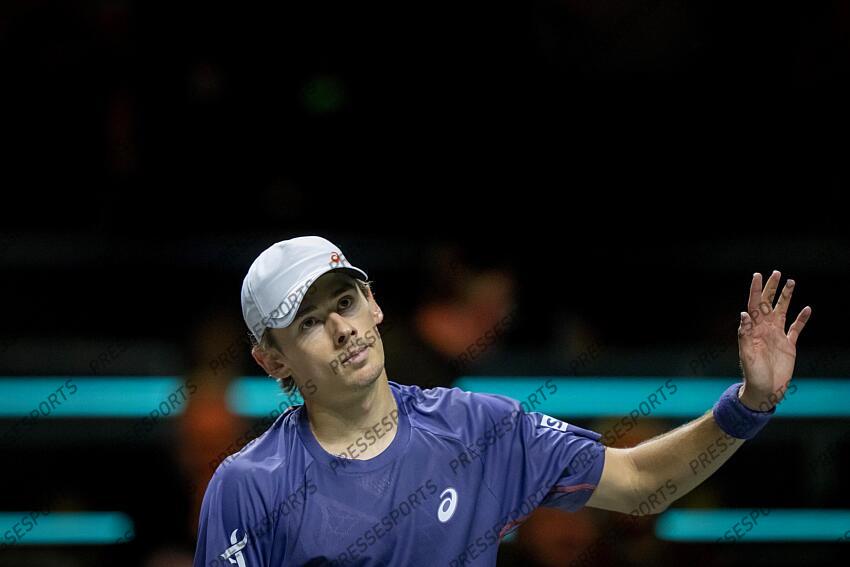 ROTTERDAM - Alex de Minaur (AUS) in action against David Goffin (BEL) on the second day of the ABN AMRO Open tennis tournament in Ahoy. ANP SANDER KING TOURNOI DE ROTTERDAM 