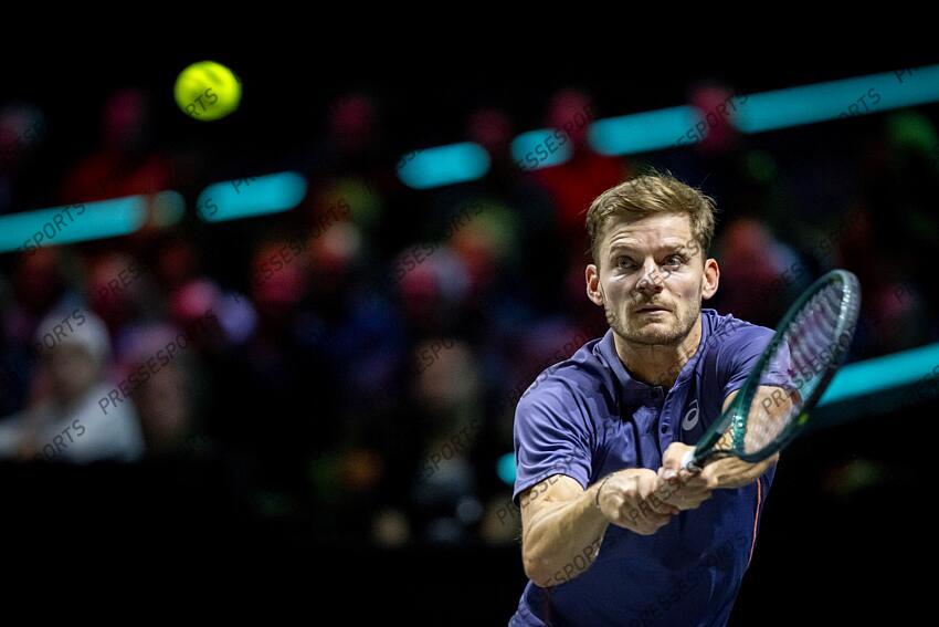 ROTTERDAM - David Goffin (BEL) in action against Alex de Minaur (AUS) on the second day of the ABN AMRO Open tennis tournament in Ahoy. ANP SANDER KING TOURNOI DE ROTTERDAM 