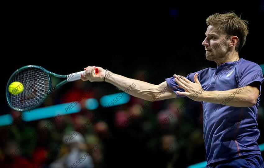 ROTTERDAM - David Goffin (BEL) in action against Alex de Minaur (AUS) on the second day of the ABN AMRO Open tennis tournament in Ahoy. ANP SANDER KING TOURNOI DE ROTTERDAM 
