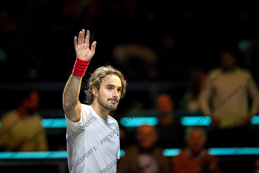 ROTTERDAM - Stefanos Tsitsipas (GRE) in action against Harold Mayot (FRA) on the first day of the ABN AMRO Open tennis tournament in Ahoy. ANP SANDER KING TOURNOI DE ROTTERDAM 