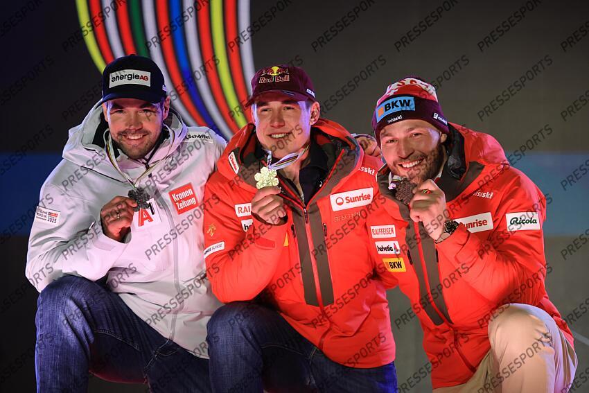 kriechmayr (vincent) - (aut) - von allmen (franjo) - (sui) - monney (alexis) - (sui) - DESCENTE HOMMES A SAALBACH HINTERGLEMM L'(10/02/2025) 