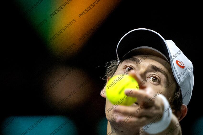 ROTTERDAM - Alex de Minaur (AUS) in action against Mattia Bellucci (ITA) on the sixth day of the ABN AMRO Open tennis tournament in Ahoy. ANP SANDER KING TOURNOI DE ROTTERDAM 