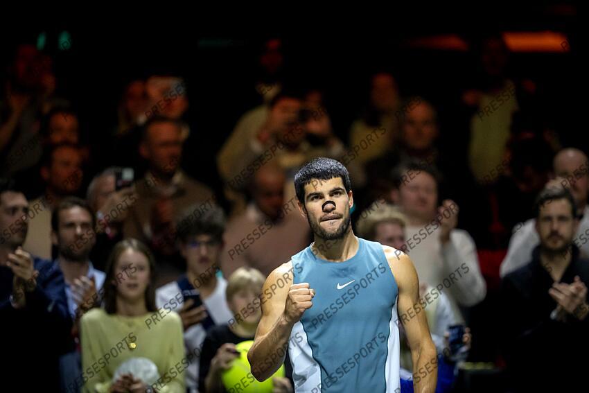ROTTERDAM - Carlos Alcaraz (ESP) after his won match against Pedro Martinez (ESP) on the fifth day of the ABN AMRO Open tennis tournament in Ahoy. ANP SANDER KING TOURNOI DE ROTTERDAM 
