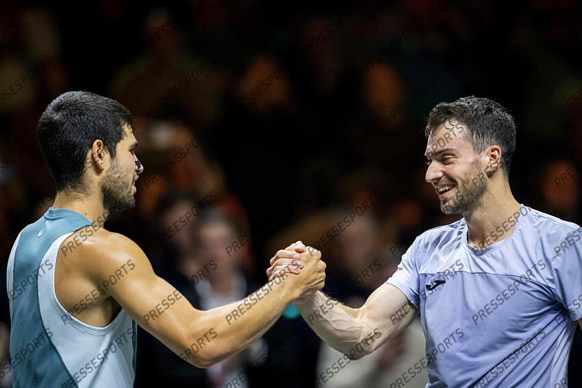 ROTTERDAM - Carlos Alcaraz (ESP) after his won match against Pedro Martinez (ESP) on the fifth day of the ABN AMRO Open tennis tournament in Ahoy. ANP SANDER KING TOURNOI DE ROTTERDAM 