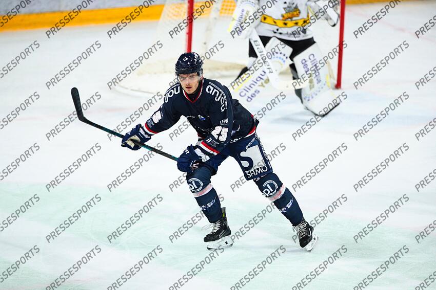 SAMI TAVERNIER (Angers) /Hockey sur Glace / Ligue Magnus 2024-2025 / 22ème Journée / Ducs d'Angers Vs Dragons de Rouen / Patinoire IceParc / Angers / Maine et Loire / Pays de la Loire / France ANGERS-ROUEN (0-3) 