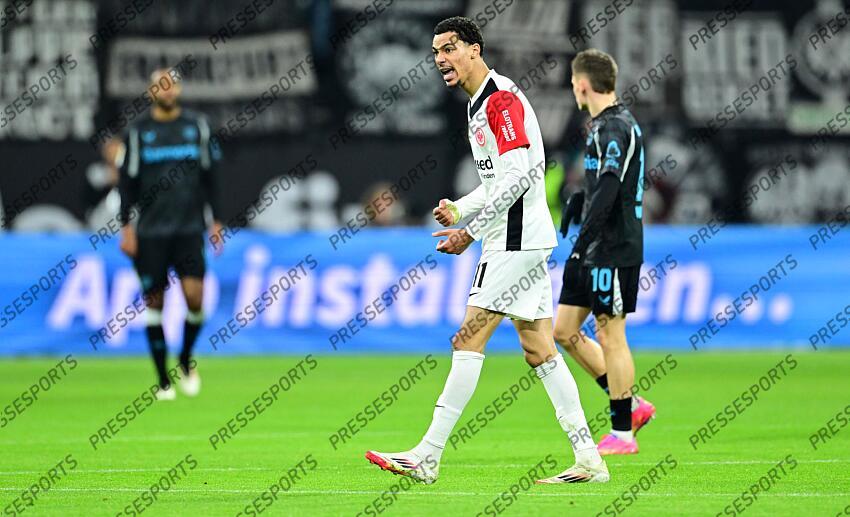 1:3 Tor, Jubel, Torschuetze Hugo Ekitike (Frankfurt) Frankfurt, 01.03.2025, Fussball, Bundesliga, Eintracht Frankfurt - Bayer 04 Leverkusen EINTRACHT FRANCFORT-BAYER 04 LEVERKUSEN (1-4) 