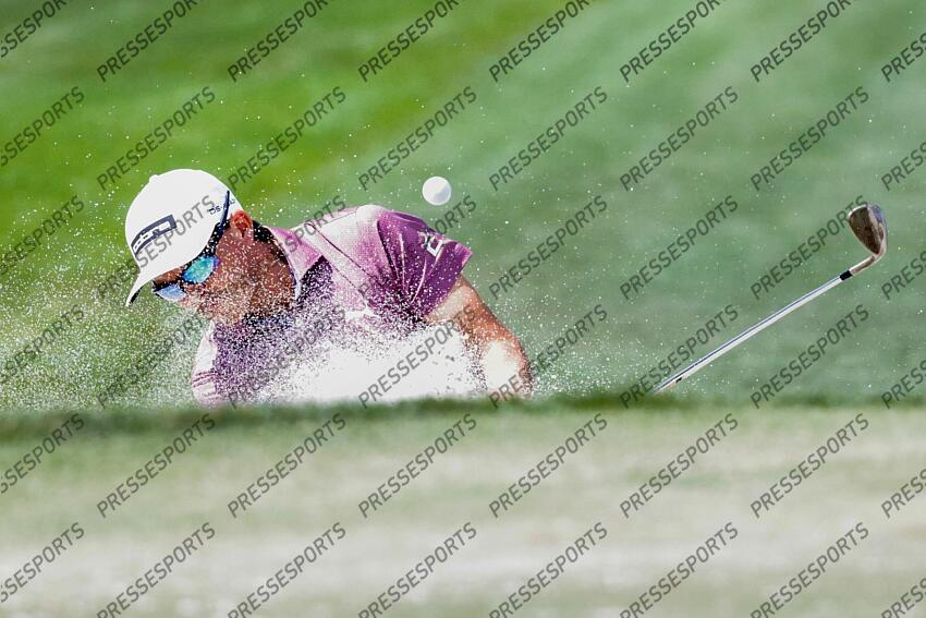Mar 1, 2025; Palm Beach Gardens, Florida, USA; Rickie Fowler plays a shot from a bunker on the third hole during the third round of the Cognizant Classic in The Palm Beaches golf tournament. Mandatory Credit: Reinhold Matay-Imagn Images PGA: Cognizant Classic in The Palm Beaches - Third Round 
