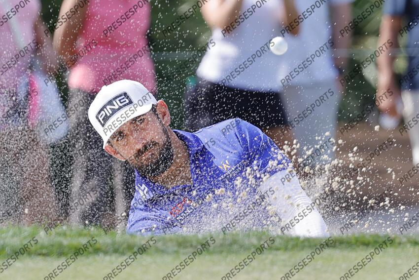 Mar 1, 2025; Palm Beach Gardens, Florida, USA; Mathieu Pavon plays a shot from a bunker on the third hole during the third round of the Cognizant Classic in The Palm Beaches golf tournament. Mandatory Credit: Reinhold Matay-Imagn Images PGA: Cognizant Classic in The Palm Beaches - Third Round 