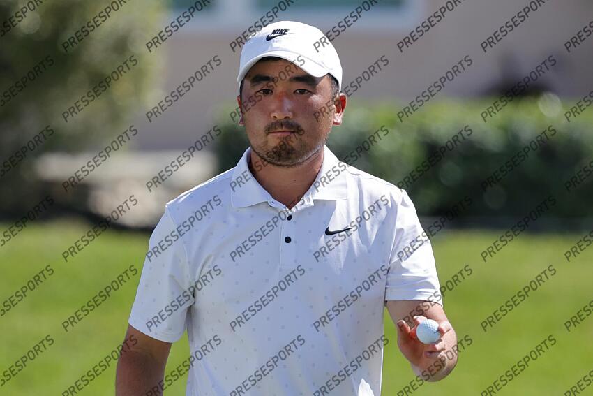 Feb 28, 2025; Palm Beach Gardens, Florida, USA; Doug Ghim walks off of the 16th green during the second round of the Cognizant Classic in The Palm Beaches golf tournament. Mandatory Credit: Reinhold Matay-Imagn Images PGA: Cognizant Classic in The Palm Beaches - Second Round 