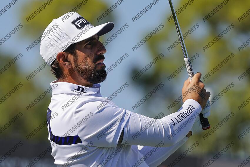 Feb 28, 2025; Palm Beach Gardens, Florida, USA; Mathieu Pavon plays his shot from the 17th tee during the second round of the Cognizant Classic in The Palm Beaches golf tournament. Mandatory Credit: Reinhold Matay-Imagn Images PGA: Cognizant Classic in The Palm Beaches - Second Round 