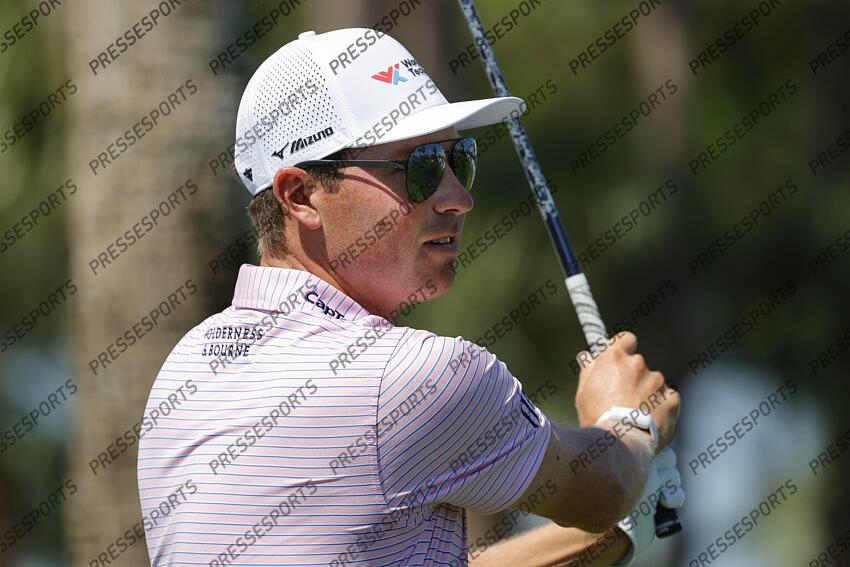 Feb 28, 2025; Palm Beach Gardens, Florida, USA; Ben Griffin plays his shot from the fifth tee during the second round of the Cognizant Classic in The Palm Beaches golf tournament. Mandatory Credit: Reinhold Matay-Imagn Images PGA: Cognizant Classic in The Palm Beaches - Second Round 