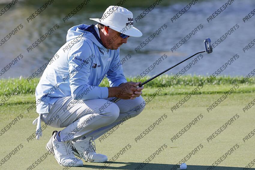 Feb 28, 2025; Palm Beach Gardens, Florida, USA; Joel Dahmen lines up a putt on the 16th green during the second round of the Cognizant Classic in The Palm Beaches golf tournament. Mandatory Credit: Reinhold Matay-Imagn Images PGA: Cognizant Classic in The Palm Beaches - Second Round 