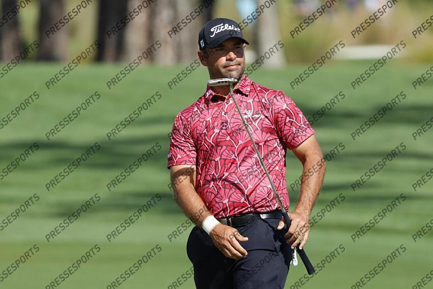 Feb 27, 2025; Palm Beach Gardens, Florida, USA; Rafael Campos putts on the third hole during the first round of the Cognizant Classic in The Palm Beaches golf tournament. Mandatory Credit: Reinhold Matay-Imagn Images PGA: Cognizant Classic in The Palm Beaches - First Round 