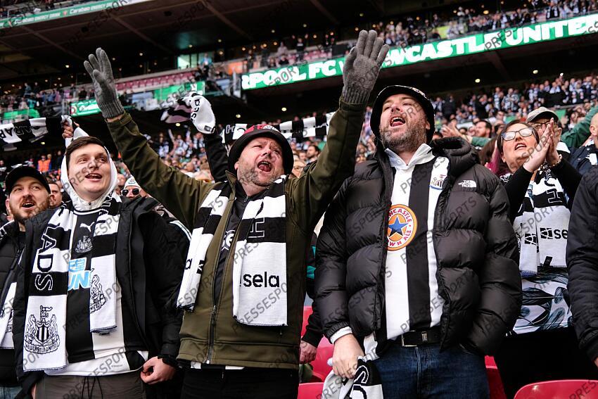 16 March 2025, London - Carabao Cup Final - Liverpool v Newcastle United - Newcastle fans - Photo: Jacques Feeney / Offside. FINALE LIVERPOOL-NEWCASTLE (1-2) 