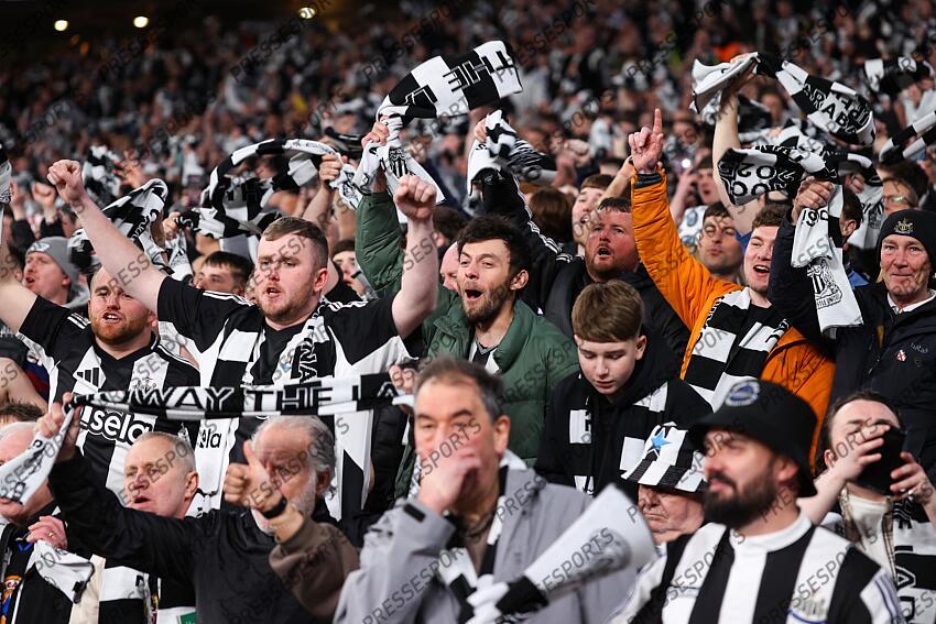 16 March 2025, London - Carabao Cup Final - Liverpool v Newcastle United - Newcastle fans - Photo: Jacques Feeney / Offside. FINALE LIVERPOOL-NEWCASTLE (1-2) 