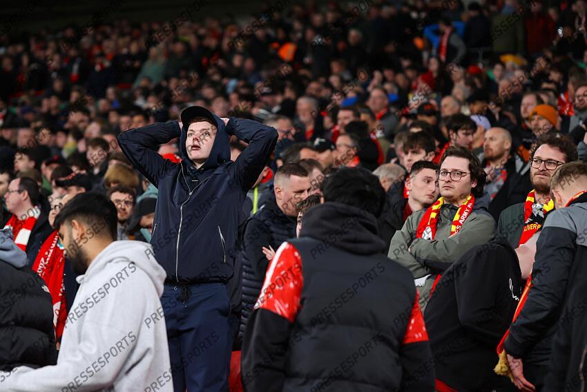 16 March 2025, London - Carabao Cup Final - Liverpool v Newcastle United - Liverpool fans react - Photo: Jacques Feeney / Offside. FINALE LIVERPOOL-NEWCASTLE (1-2) 