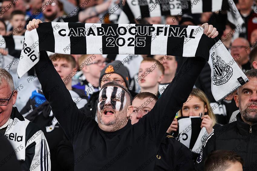 16 March 2025, London - Carabao Cup Final - Liverpool v Newcastle United - Newcastle fans - Photo: Jacques Feeney / Offside. FINALE LIVERPOOL-NEWCASTLE (1-2) 