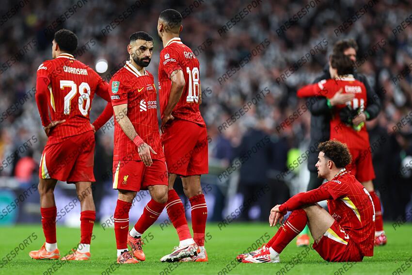 16 March 2025, London - Carabao Cup Final - Liverpool v Newcastle United - Mohamed Salah of Liverpool looks dejected - Photo: Jacques Feeney / Offside. FINALE LIVERPOOL-NEWCASTLE (1-2) 