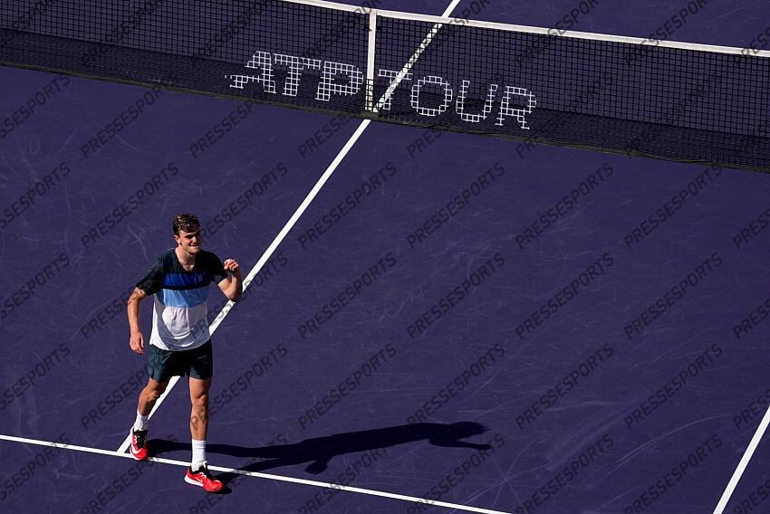 Jack Draper defeated Holger Rune in straight sets to win the men's singles championship title of the 2025 BNP Paribas Open at the Indian Wells Tennis Garden in Indian Wells, Calif., on Sunday, March 16, 2025. Syndication: Desert Sun 