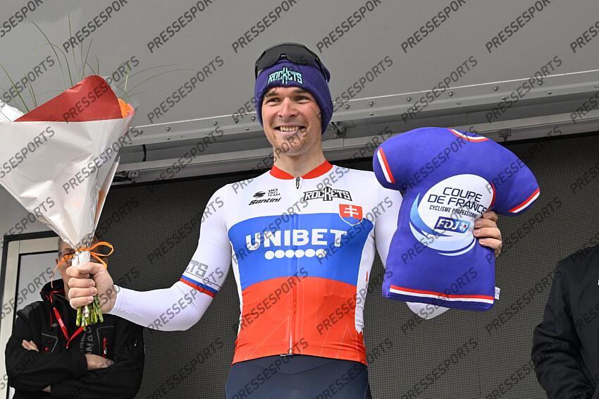 CHOLET BAGGLO TOUR / 23-03-2025 / PHOTO BRUNO BADE / VICTOIRE DE LUKAS KUBIS (SVK) UNIBET TIETEMA ROCKETS / BENJAMIN THOMAS (FRA) COF EST 2È / NIKLAS LARSEN (DEN) BHS PL BETON BORNHOLM EST 3È / CHOLET AGGLO TOUR 