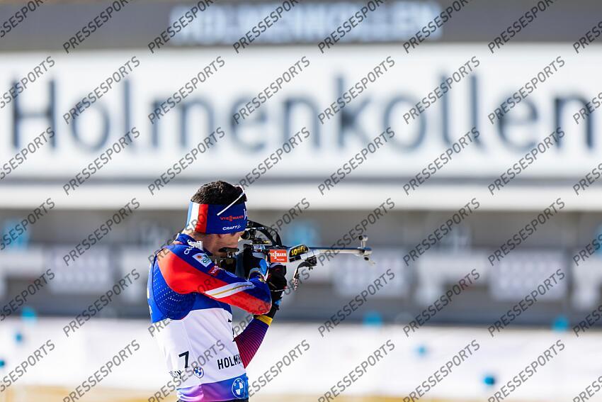 OSLO, NORWAY - MARCH 22: Quentin Fillon Maillet of Team France in action during the BMW IBU World Cup Mend and Women Pursuit on March 23, 2025 in Oslo, Norway. (Photo by Grega Valancic/VOIGT/Agence Zoom) 