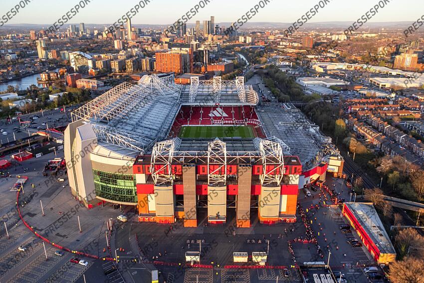 6th April 2025 - Premier League - Manchester United v Manchester City - A general aerial view (GV) of Old Trafford - Photo: Simon Stacpoole / Offside. MANCHESTER UNITED-MANCHESTER CITY (0-0) 
