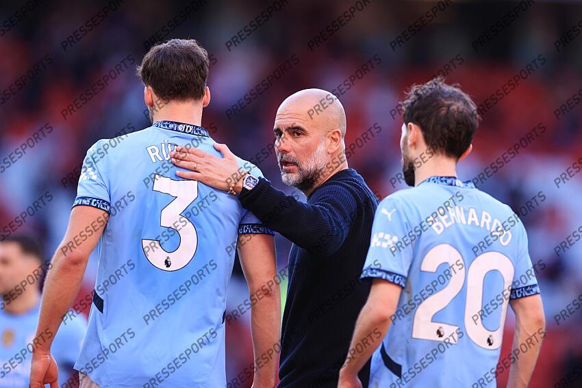 6th April 2025 - Premier League - Manchester United v Manchester City - Manchester City manager Pep Guardiola - Photo: Simon Stacpoole / Offside. MANCHESTER UNITED-MANCHESTER CITY (0-0) 