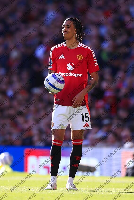 6th April 2025 - Premier League - Manchester United v Manchester City - Leny Yoro of Manchester United - Photo: Simon Stacpoole / Offside. MANCHESTER UNITED-MANCHESTER CITY (0-0) 