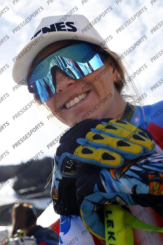 MERIBEL, FRANCE - APRIL 03-04: Laura Gauche of Team France takes 2nd place during the French Alpine Ski Championships Men's and Women's Super G on April 03-04, 2025 in Meribel, France. (Photo by Christophe Pallot/Agence Zoom) SUPER G FEMMES MERIBEL 