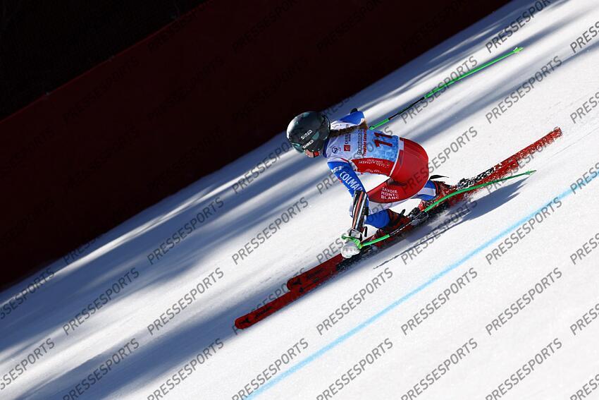 MERIBEL, FRANCE - APRIL 03-04: Axelle Chevrier of Team France in action during the French Alpine Ski Championships Men's and Women's Super G on April 03-04, 2025 in Meribel, France. (Photo by Christophe Pallot/Agence Zoom) SUPER G FEMMES MERIBEL 