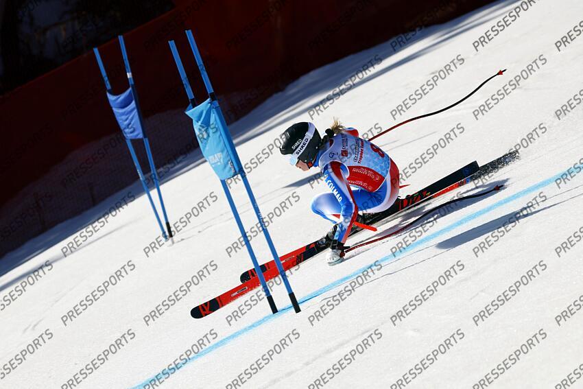 MERIBEL, FRANCE - APRIL 03-04: Paola Orecchioni of Team France in action during the French Alpine Ski Championships Men's and Women's Super G on April 03-04, 2025 in Meribel, France. (Photo by Christophe Pallot/Agence Zoom) SUPER G FEMMES MERIBEL 