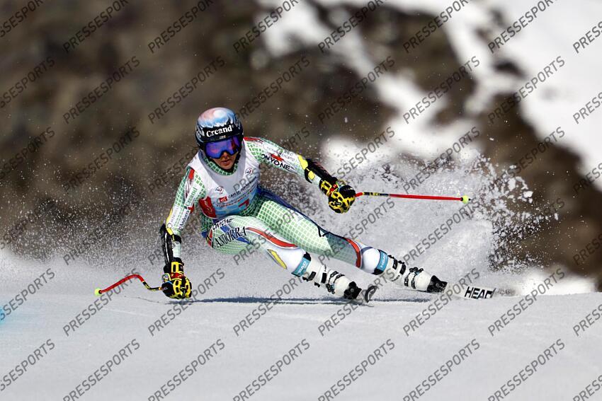 MERIBEL, FRANCE - APRIL 03-04: Cande Moreno of Team Andorra in action during the French Alpine Ski Championships Men's and Women's Super G on April 03-04, 2025 in Meribel, France. (Photo by Christophe Pallot/Agence Zoom) SUPER G FEMMES MERIBEL 