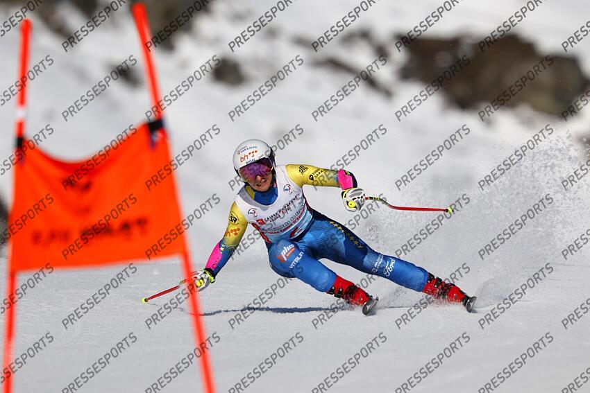 MERIBEL, FRANCE - APRIL 03-04: Elvedina Muzaferija of Team Bosnia-Herzegovina in action during the French Alpine Ski Championships Men's and Women's Super G on April 03-04, 2025 in Meribel, France. (Photo by Christophe Pallot/Agence Zoom) SUPER G FEMMES MERIBEL 