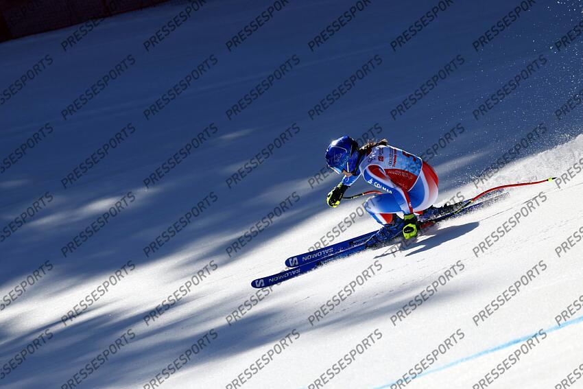 MERIBEL, FRANCE - APRIL 03-04: Lois Abouly of Team France in action during the French Alpine Ski Championships Men's and Women's Super G on April 03-04, 2025 in Meribel, France. (Photo by Christophe Pallot/Agence Zoom) SUPER G FEMMES MERIBEL 