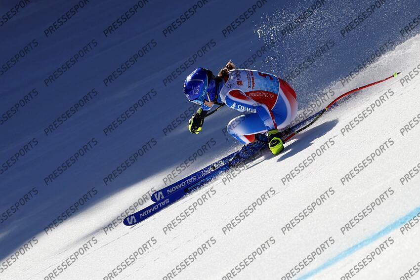 MERIBEL, FRANCE - APRIL 03-04: Lois Abouly of Team France in action during the French Alpine Ski Championships Men's and Women's Super G on April 03-04, 2025 in Meribel, France. (Photo by Christophe Pallot/Agence Zoom) SUPER G FEMMES MERIBEL 