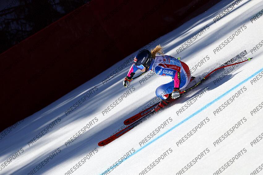 MERIBEL, FRANCE - APRIL 03-04: Camille Cerutti of Team France in action during the French Alpine Ski Championships Men's and Women's Super G on April 03-04, 2025 in Meribel, France. (Photo by Christophe Pallot/Agence Zoom) SUPER G FEMMES MERIBEL 