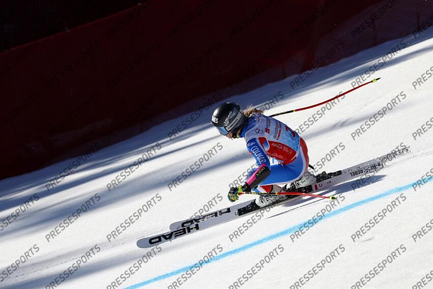 MERIBEL, FRANCE - APRIL 03-04: Laura Gauche of Team France in action during the French Alpine Ski Championships Men's and Women's Super G on April 03-04, 2025 in Meribel, France. (Photo by Christophe Pallot/Agence Zoom) SUPER G FEMMES MERIBEL 