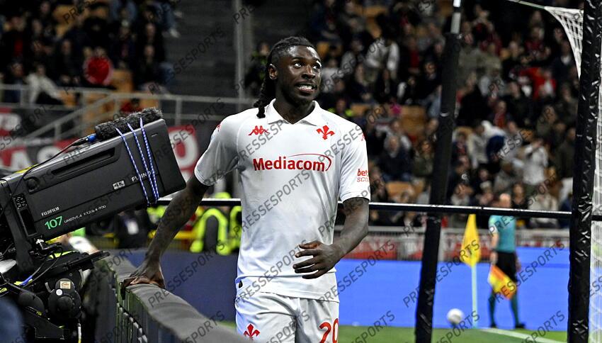 Foto IPP/Paolo Bona Milano 05/04//2025 Campionato Serie A di Calcio stagione 2024/2025 partita Milan-Fiorentina Nella foto Moise Kean Italy Photo Press Worldwide Copyright AC MILAN-FIORENTINA (2-2) 