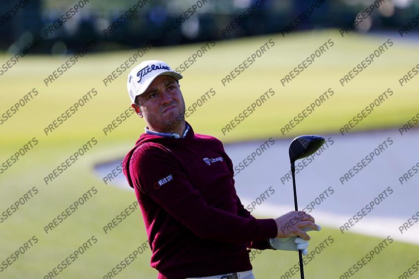 Apr 9, 2025; Augusta, Georgia, USA; Justin Thomas tees off on the third hole during a practice round for the Masters Tournament at Augusta National Golf Club. Mandatory Credit: Peter Casey-Imagn Images PGA: Masters Tournament - Practice Round 
