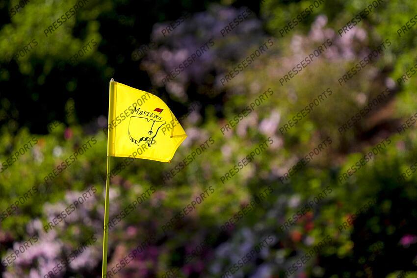Apr 9, 2025; Augusta, Georgia, USA; A pin flag blows in the breeze on the no. 13 green during a practice round for the Masters Tournament at Augusta National Golf Club. Mandatory Credit: Katie Goodale-Imagn Images PGA: Masters Tournament - Practice Round 