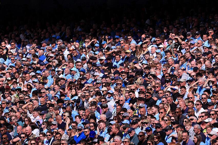 12th April 2025 - Premier League - Manchester City v Crystal Palace - Manchester City fans look on - Photo: Simon Stacpoole / Offside. MANCHESTER CITY-CRYSTAL PALACE (5-2) 