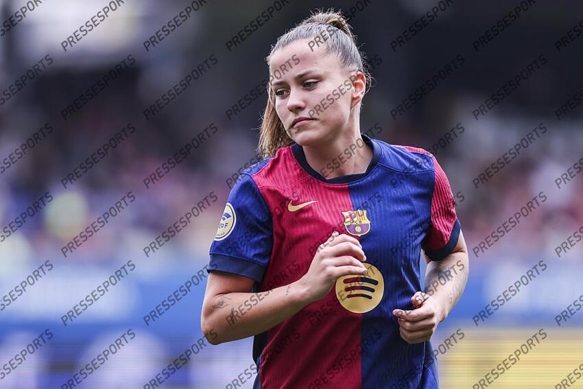 Claudia Pina of FC Barcelona looks on during the Spanish Women league, Liga F, football match played between FC Barcelona and Atletico de Madrid at Johan Cruyff Stadium on April 13, 2025 in Sant Joan Despi, Spain. (F) FC BARCELONE-(F) ATLETICO MADRID (6-0) 