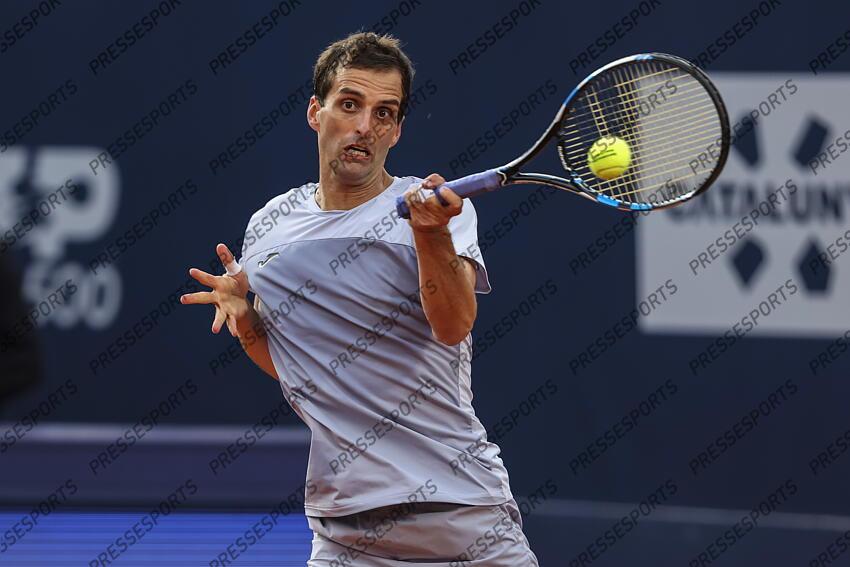 Albert Ramos-Vinolas of Spain in actions against Holge Rune of Denmark during the first round tennis match of the Barcelona Open Banc Sabadell - Conde Godo 2025 Day 1 at Real Club De Tenis Barcelona on April 14, 2025 in Barcelona, Spain. OPEN DE BARCELONE 