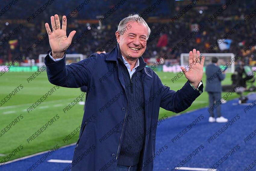 Foto IPP/Luciano Adriani Roma 13/04/2025 Campionato di calcio Serie A Tim 2024-2025 Lazio vs Roma Nella foto: Il ministro Adofo Urso all’ Olimpico per il Derby Italy Photo Press - World Copyright LAZIO ROME-AS ROME (1-1) 