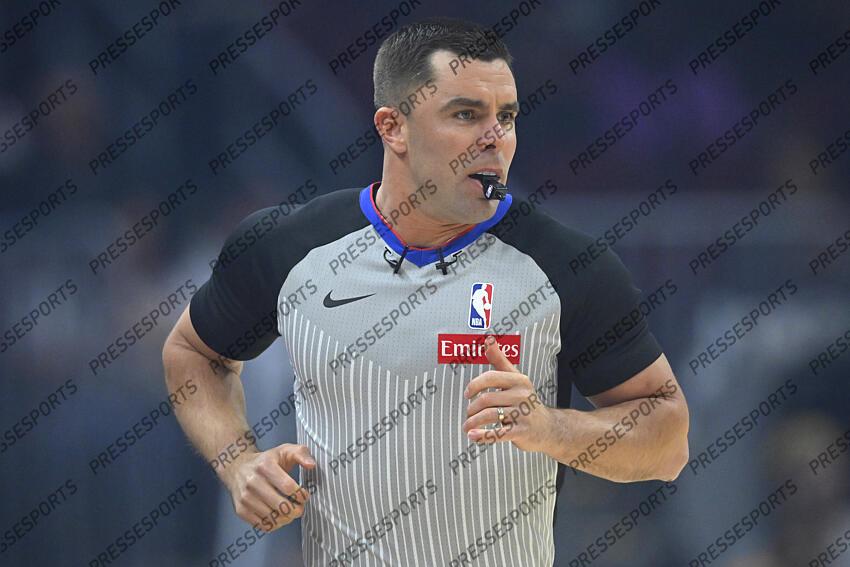 Apr 13, 2025; Cleveland, Ohio, USA; NBA referee Andy Nagy (83) runs on the court in the first quarter of a game between the Cleveland Cavaliers and the Indiana Pacers at Rocket Arena. Mandatory Credit: David Richard-Imagn Images NBA: Indiana Pacers at Cleveland Cavaliers 