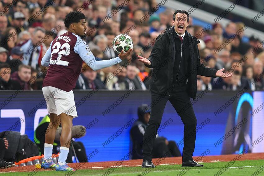 15 April 2025, Aston - Champions League Football, Quarter-Final, Second Leg - Aston Villa v Paris Saint-Germain - Aston Villa manager Unai Emery - Photo: Charlotte Wilson / Offside. ASTON VILLA-PSG (3-2) 