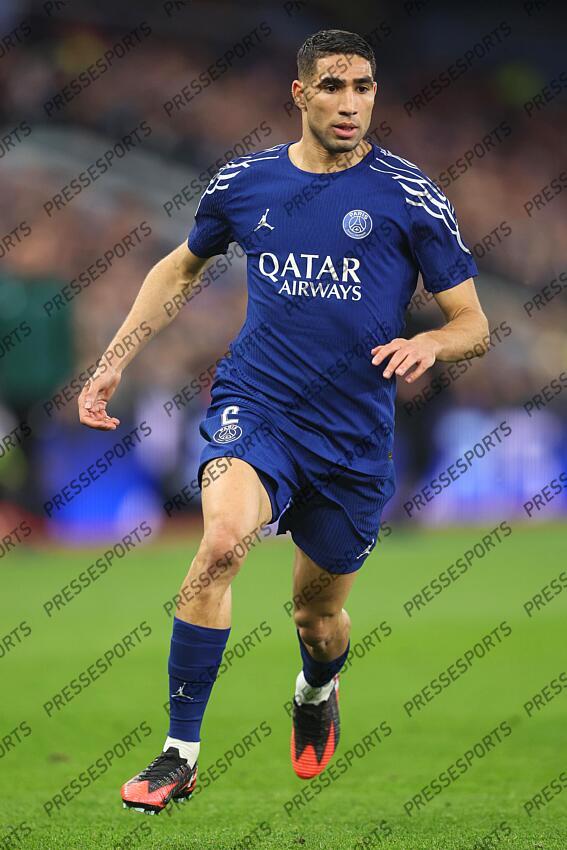 15 April 2025, Aston - Champions League Football, Quarter-Final, Second Leg - Aston Villa v Paris Saint-Germain - Achraf Hakimi of PSG - Photo: Charlotte Wilson / Offside. ASTON VILLA-PSG (3-2) 